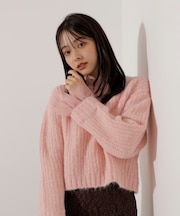 <ウォッシャブル>チュールスリーブボックスニット