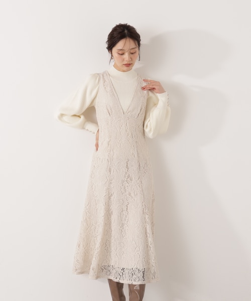 Vネックレースジャンスカ 26SS｜プロポーションボディドレッシングの