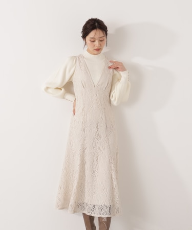 Vネックレースジャンスカ 26SS