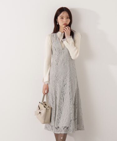 Vネックレースジャンスカ 26SS