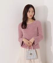 ラメフェザーボートネックニット 26SS