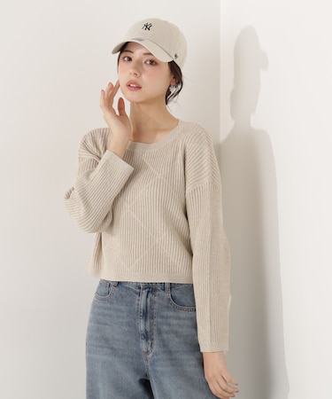 ラメ入りアイレットボクシーニット