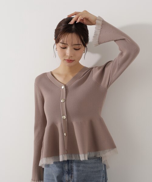 シアー切替ペプラムニット 26SS｜プロポーションボディドレッシングの