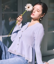 シアー切替ペプラムニット