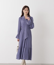 タイ付きギャザーワンピース