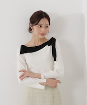 サイドリボン総針ニット