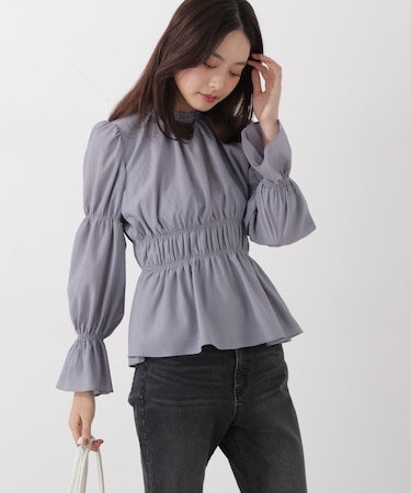 ウエストシャーリングブラウス