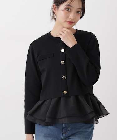 〈a/mie〉シルク混ニットカーディガン