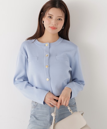 〈a/mie〉シルク混ニットカーディガン