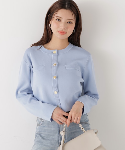 〈a/mie〉シルク混ニットカーディガン