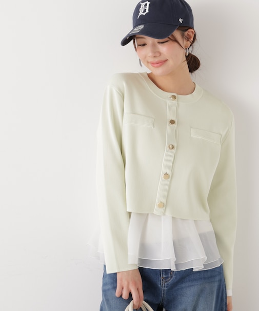 〈a/mie〉シルク混ニットカーディガン