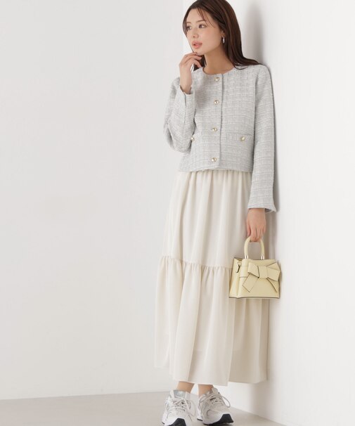 ニュアンスサテンティアードスカート