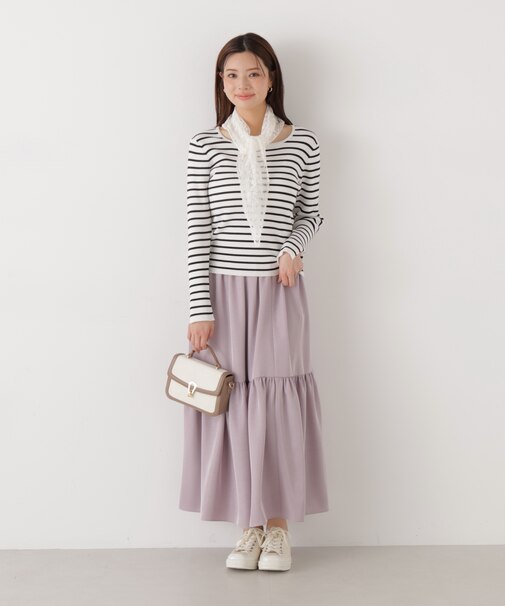 ニュアンスサテンティアードスカート