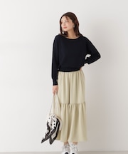 ニュアンスサテンティアードスカート　26SS