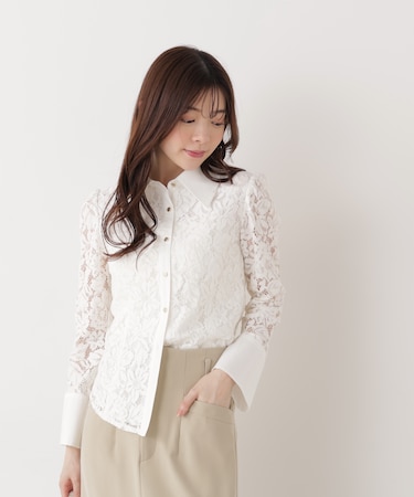 ビッグ衿レースブラウス