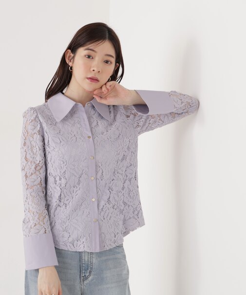 ビッグ衿レースブラウス