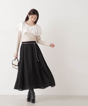 チェーン付きギャザースカート
