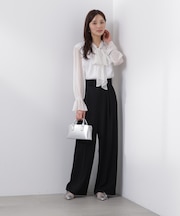 ベルト付きワイドパンツ