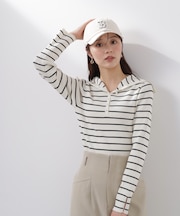 〈a／mie〉ビッグカラーリブニット