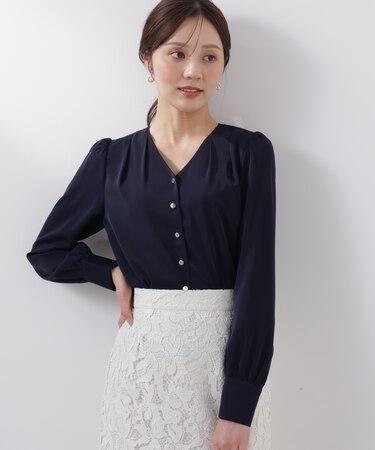 キラ釦タックブラウス