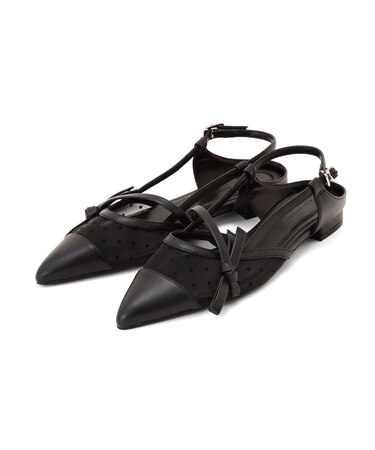 シアーリボンフラットシューズ