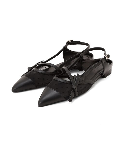 シアーリボンフラットシューズ