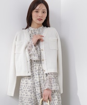 ラメ透かしニットジャケット