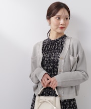 ラメ透かしニットジャケット