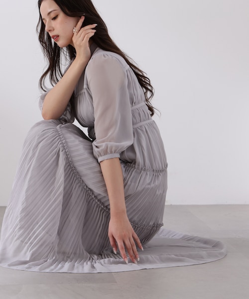 アンティミテ　ロングワンピースS L＞ピンタックロングワンピース 26SS｜プロポーションボディ