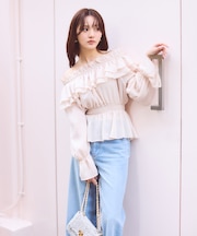 ＜ウォッシャブル＞《EDIT COLOGNE》オフショルシアーシャーリングブラウス　26SS