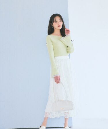 シアーチェックフレアスカート　26SS