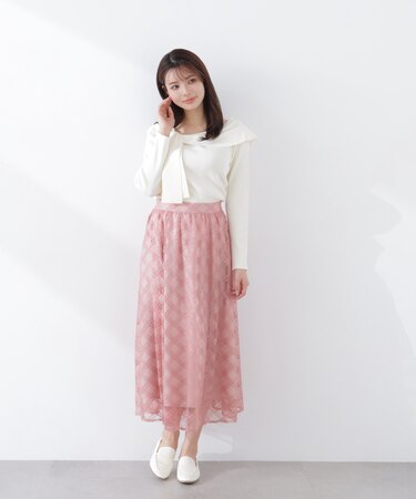 シアーチェックフレアスカート　26SS