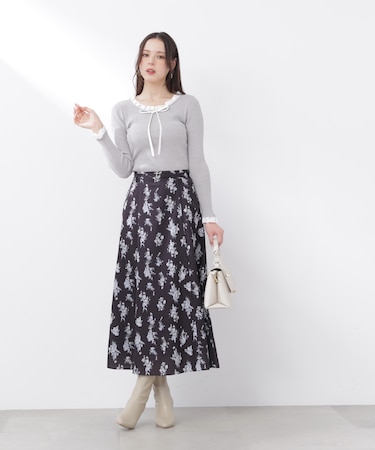 フラワープリントフレアスカート
