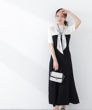 スカーフ付きニットワンピース