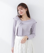 ＜ウォッシャブル／UV＞アシメケープニットトップス　26SS