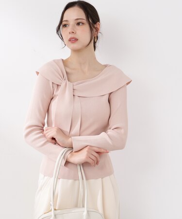 ＜ウォッシャブル／UV＞アシメケープニットトップス　26SS