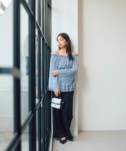 ＜明日香さんコラボ＞ベルト付き美脚ワイドパンツ