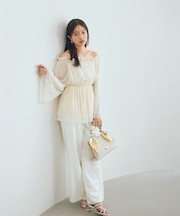 ＜明日香さんコラボ＞ベルト付き美脚ワイドパンツ