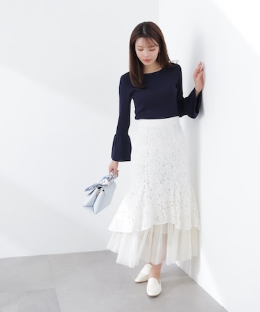チュールドッキングレーススカート