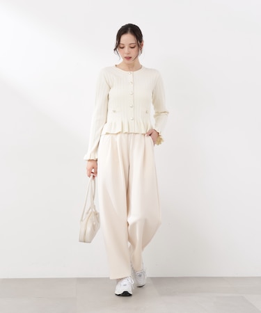 〈a／mie〉カットイージータックパンツ