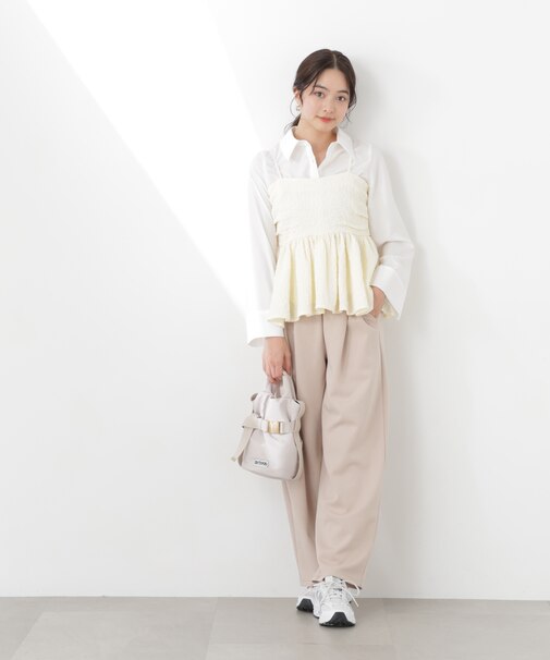 〈a／mie〉カットイージータックパンツ