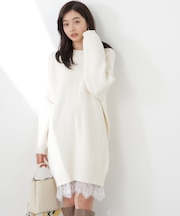 《EDIT COLOGNE》スプリングレースレイヤード風ニットワンピース