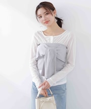 〈a／mie〉リボンニットビスチェ