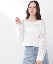 透かし編みボックスニット