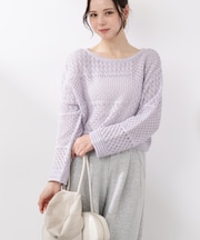 透かし編みボックスニット