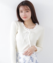 リボン付きフリルニットトップス　26SS