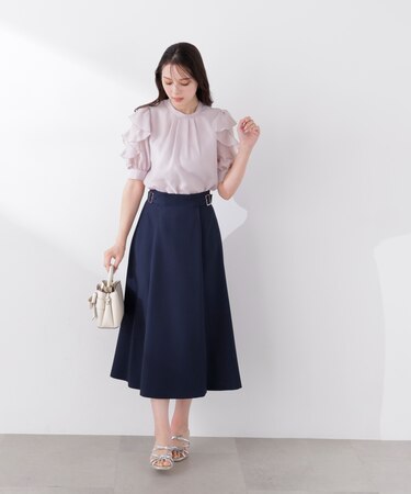 サイドベルトフレアスカート