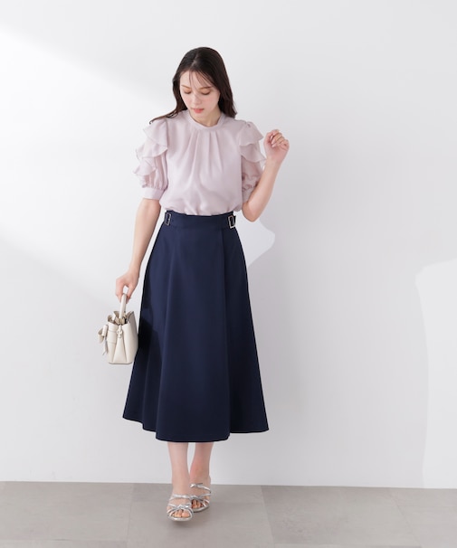 サイドベルトフレアスカート