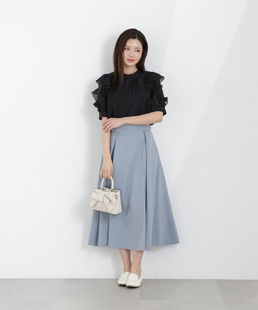 サイドベルトフレアスカート