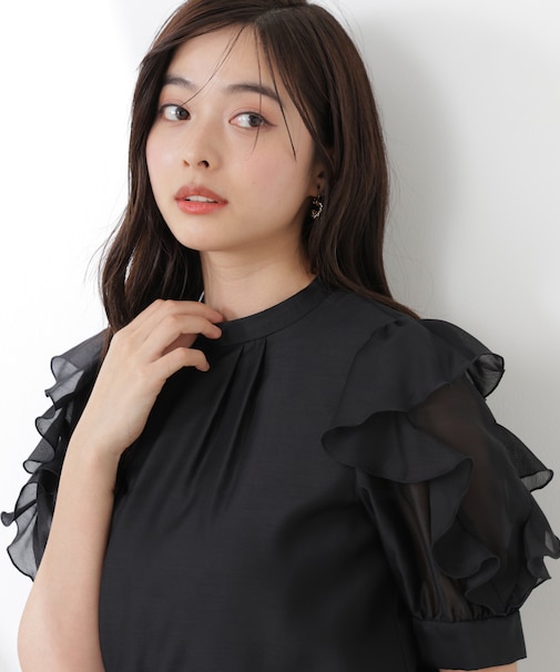 ＜ウォッシャブル＞フリルスリーブタックブラウス　26SS
